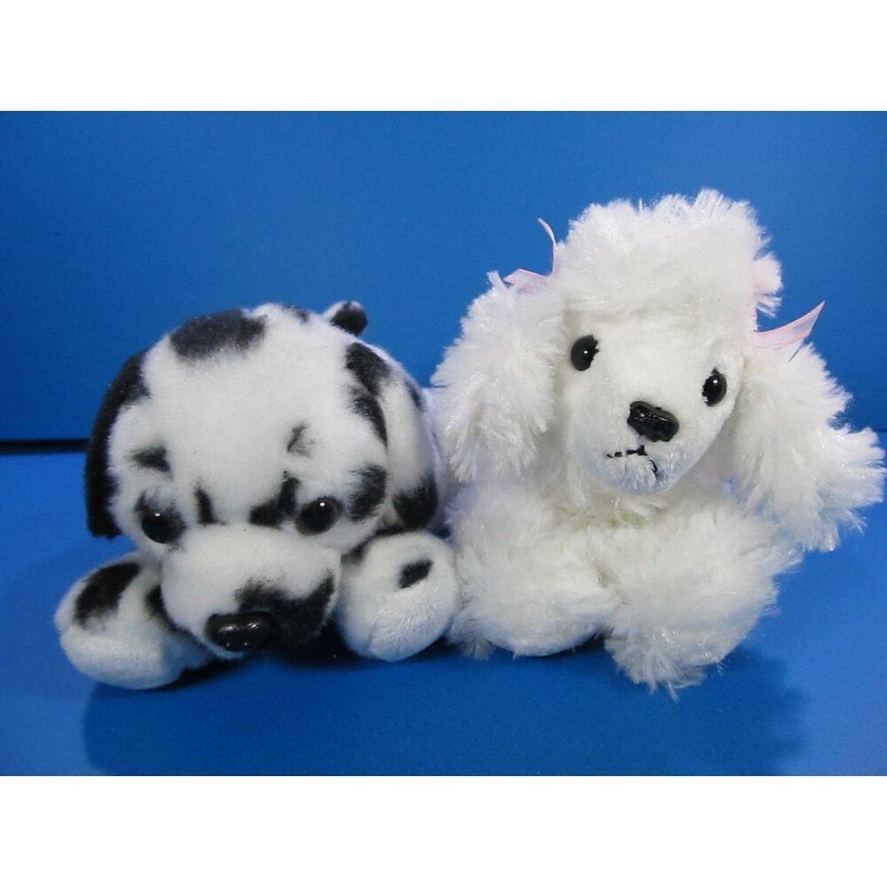 Aurora Plush Dalmatian & White Poodle Stuffed Animals Lot of 2 8"